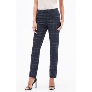 Banana Republic Womens Ryan Navy Plaid Slim Straight Hi Rise Trouser Pants O NEW